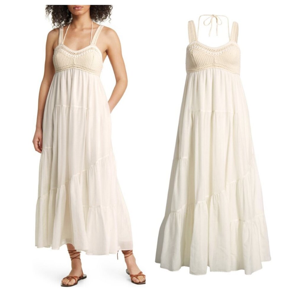 La Ligne Crochet Jane Bodice Cotton & Silk Maxi Sundress